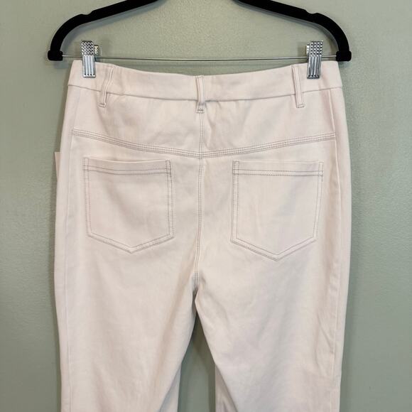 Lysse Bootcut Jeans Womens Large White Knit Denim High Rise Cropped Pull On NWT - Picture 5 of 11